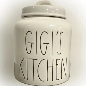 VHTF Rae Dunn Artisan Magenta White Ceramic Canister Cookie Jar GIGI’S KITCHEN